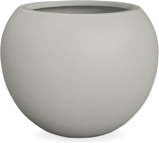 Globo Large Fiberstone Plant Pot, Large Planters for Indoor Plants, Outdoor Planters for Porch (Light French Gray, 20" D x 16" H)
