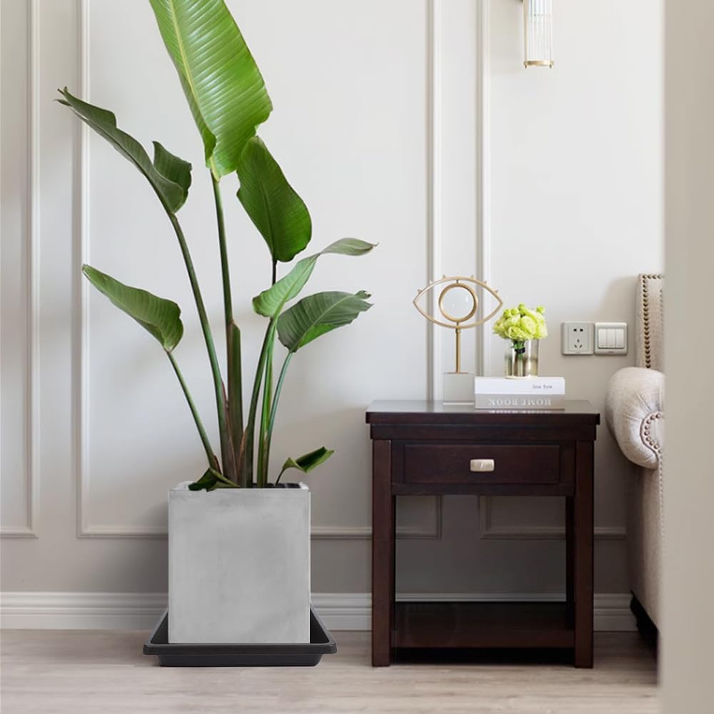 Square Plant Saucer 6 Inch 4 Pack 8 10 12 14 16 18 20 inch Plant Drip Trays, Plant Trays for Pots, Plant Saucers for Indoors and Outdoors, Durable No Holes, Water Catcher Tray for Flower pots