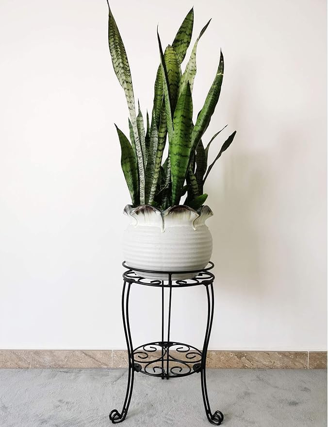 18.9inch Tall Plant Stand for Flower Pot Heavy Duty Potted Holder Indoor Outdoor Metal Rustproof Iron Garden Container Round Supports Rack