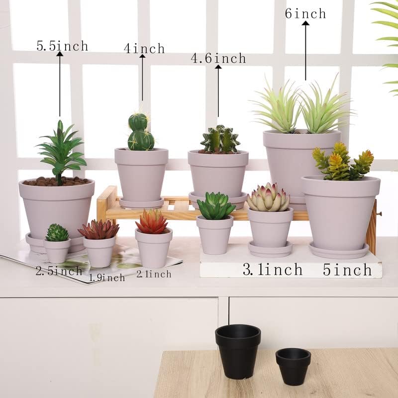 Pink Terra Cotta Pots with Saucer- 6-Pack Small Terracotta Pot Clay Pots 4'' Clay Ceramic Pottery Planter Cactus Flower Pots Succulent Pot with Drainage Hole- Great for Plants,DIY Craft Projects