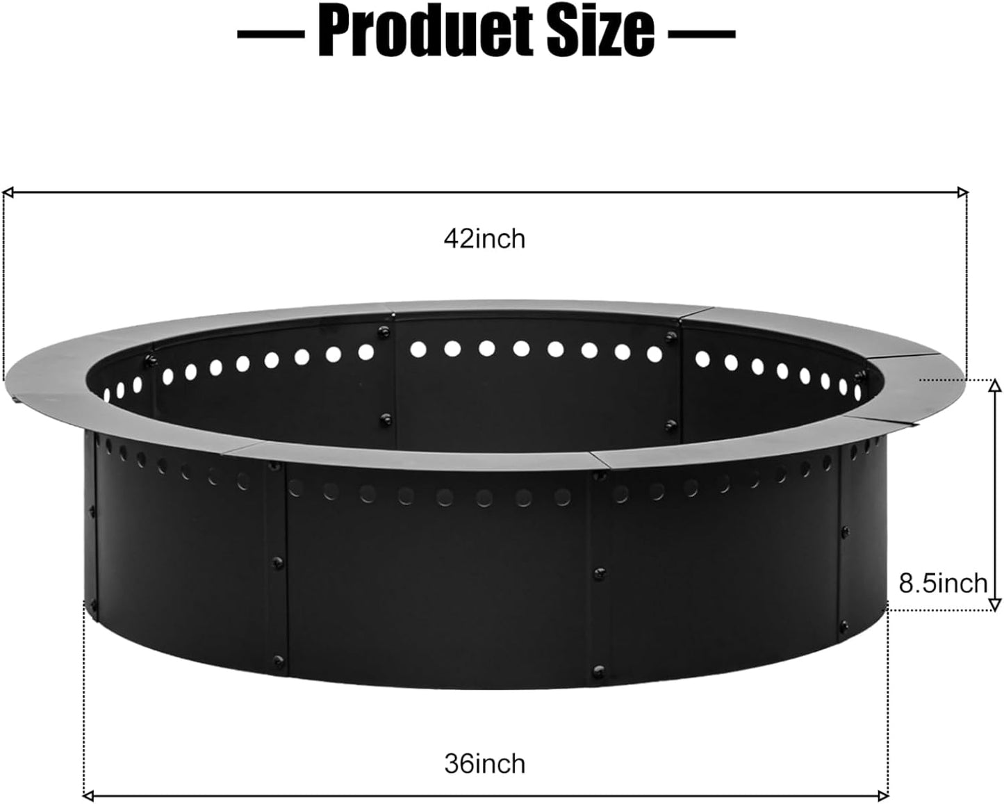 42 inch Fire Ring, Large Round Firepit Insert,Fire Pit Ring for Camping, Wood Burning Fire Pit for Yard,Garden,Outdoor Fireplace, DIY Fire Rings for Outside