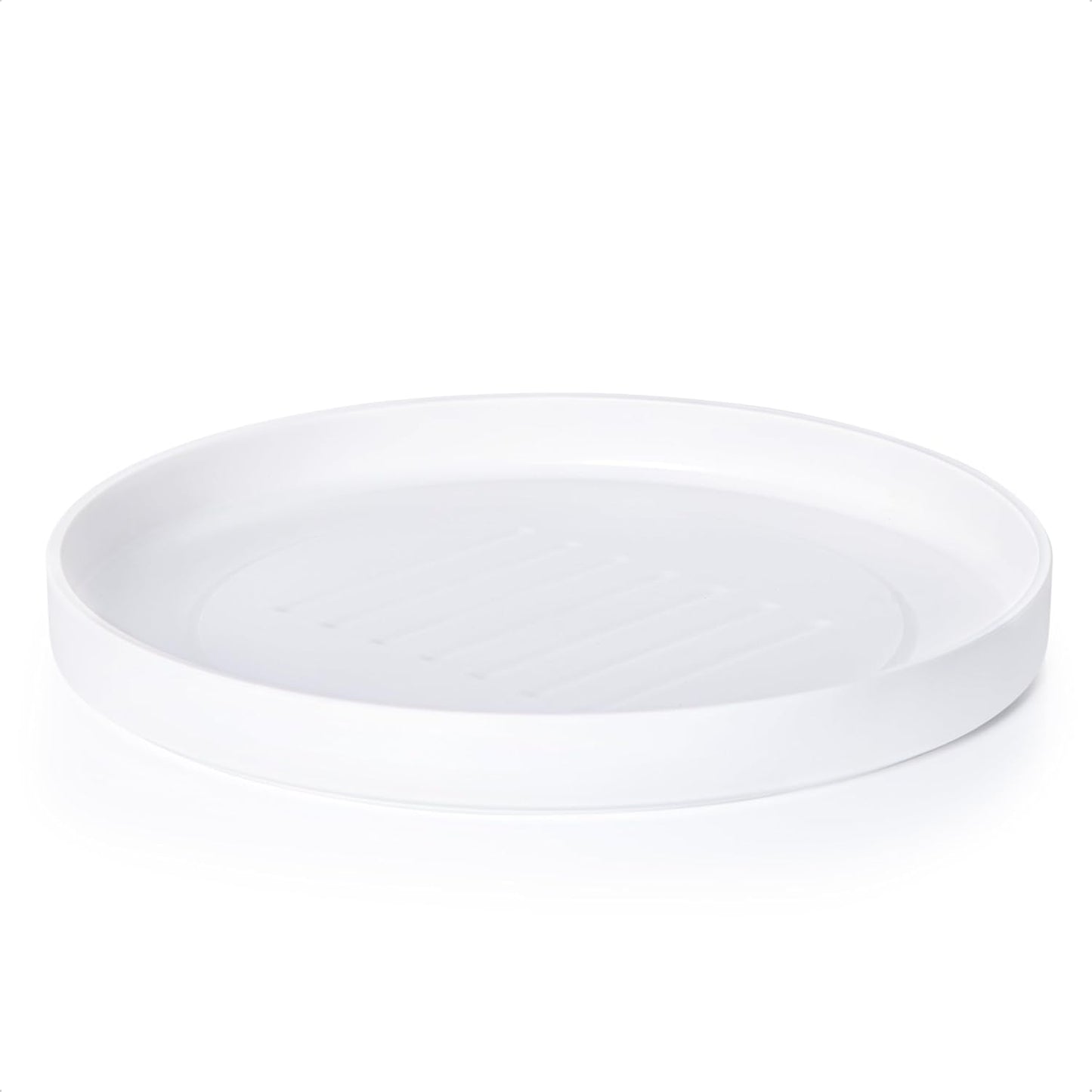 Phoenix Vine 14 Inch Plastic Plant Saucer Water Drip Tray, Heavy Sturdy Round Plant Drainage Tray for Indoors Outdoor, Matte White, 21-TY-14W-1