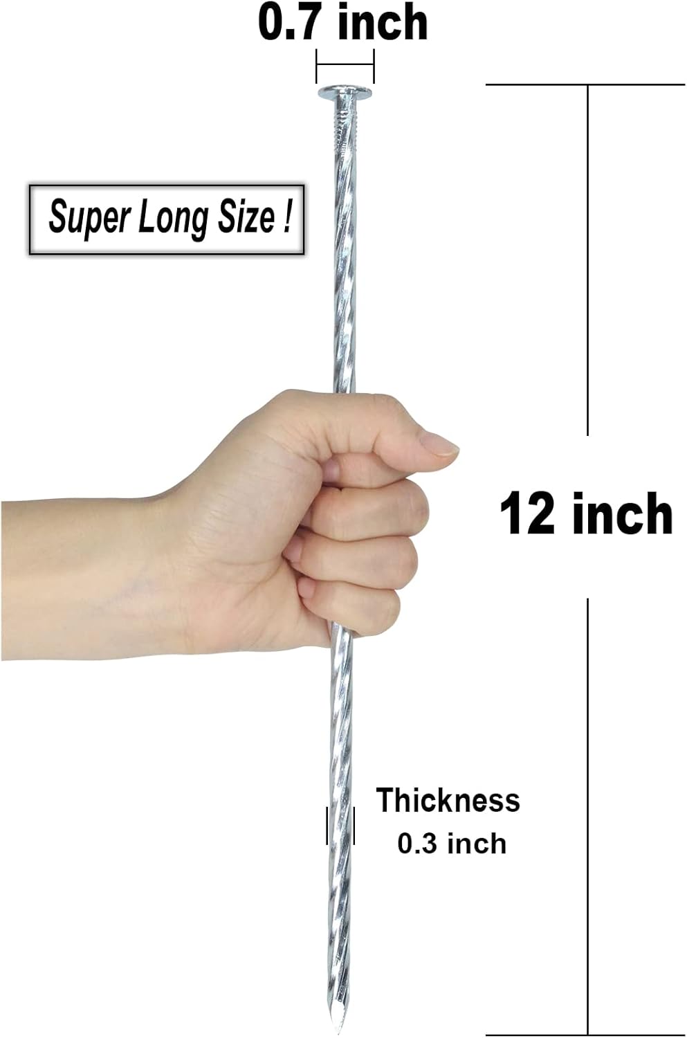 12 Inch Galvanized Landscape Stakes Metal Landscape Edging Anchoring Spikes, Landscape Anchoring Stake for Artificial Turf, Paver Edging, Weed Barrier, Tent, Camping, Carpentry (50)