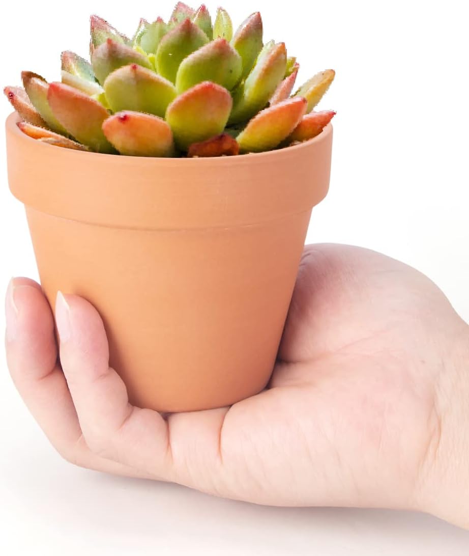 CFKJ 26 Pack 4" Terracotta Planter Pots, Clay Succulent Pots, Indoor, Brown, Solid, Classic Style, Drainage Hole, Tabletop, Plant Theme