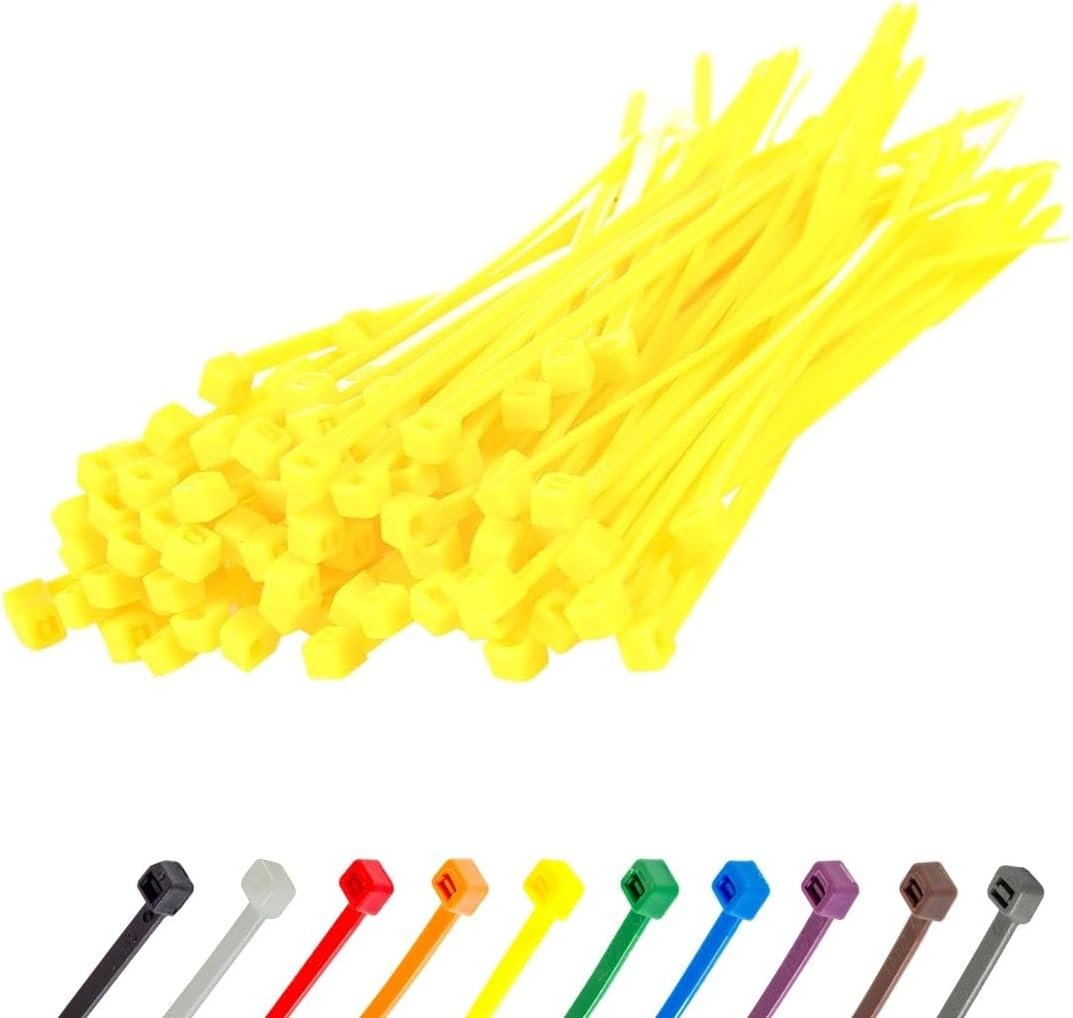 GTSE 4 Inch Yellow Zip Ties, 100 Pack, 18lb Strength, UV Resistant Nylon Small Cable Ties, Self-Locking 4" Tie Wraps