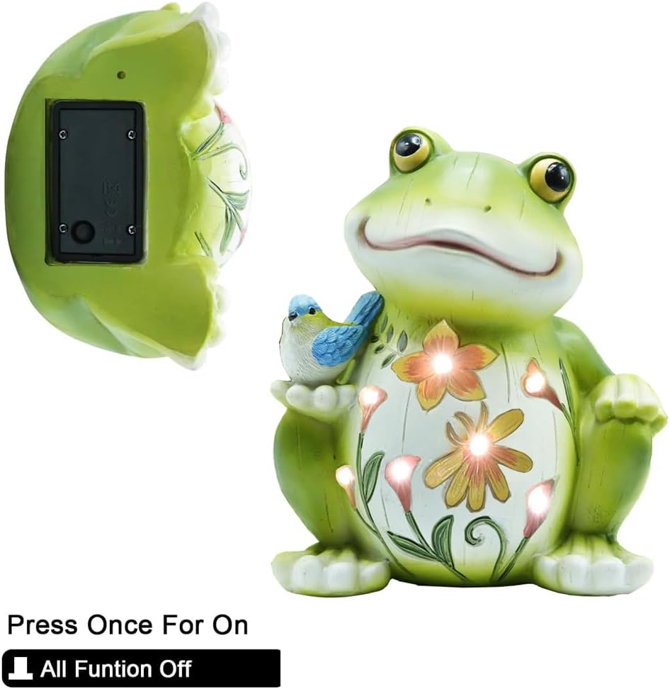 Solar Outdoor Frog Statue Lighting, Waterproof Frog Statue Light,Outdoor Lighting, Decorations for Patio,Yard,Lawn, Porch, Ornament