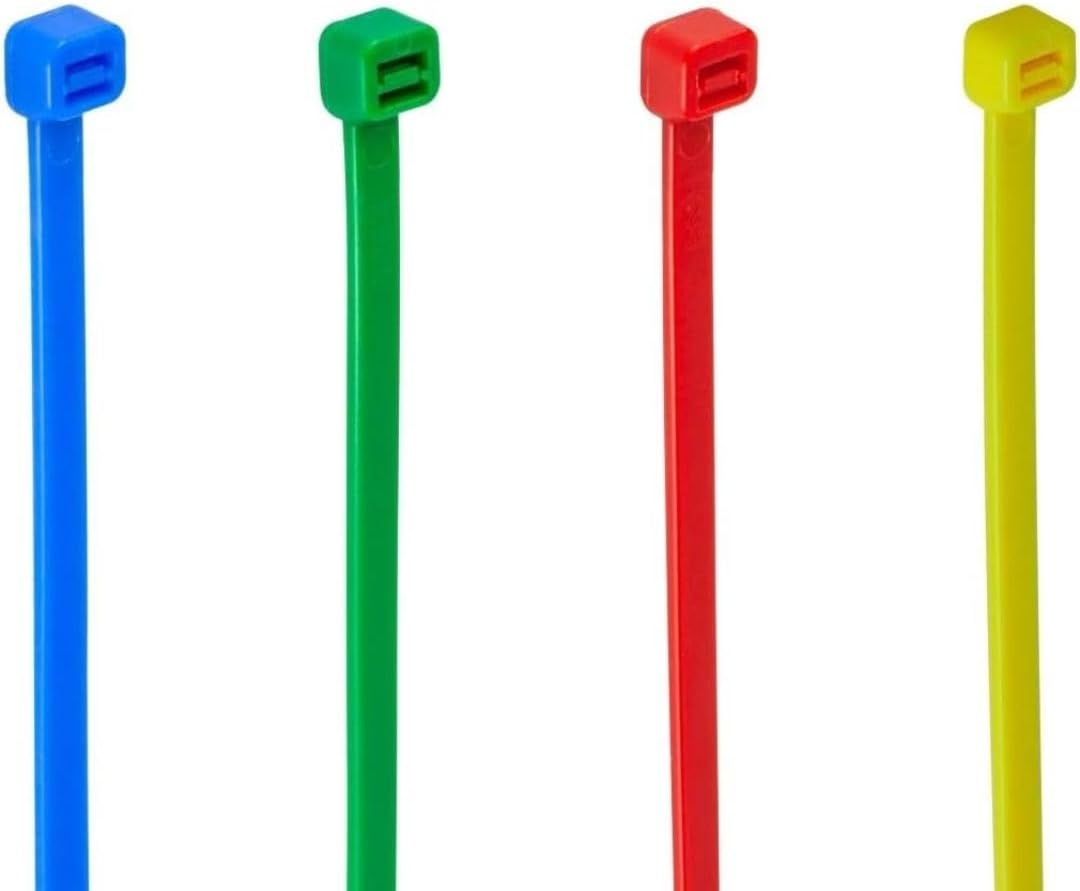 GTSE 12 Inch Mixed Colored Zip Ties, 200 Pack, 18lb Strength, UV Resistant Long Nylon Cable Ties, Self-Locking 8" Tie Wraps (Red, Blue, Green, Yellow)