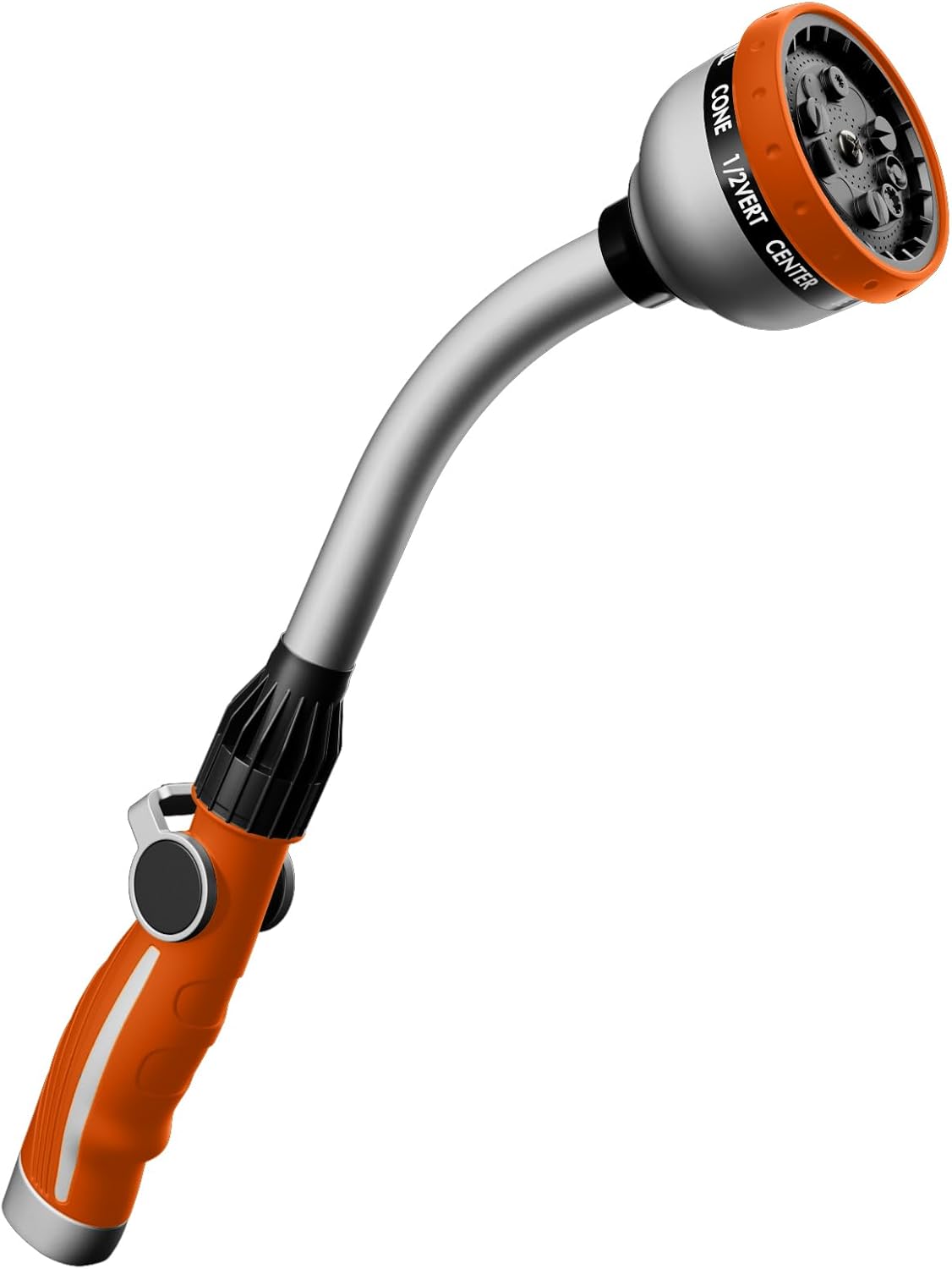 RESTMO Watering Wand Heavy Duty, Metal Garden Hose Wand with 10 Spray Patterns, 15-Inch Long Hose Nozzle Sprayer with Thumb Flow Control, Ideal to Water Hanging Baskets and Shrubs, Orange