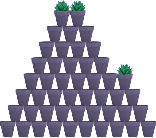 vensovo 48 Pcs 2" Tiny Terracotta & Terra Cotta Pots with Drainage - Purple Small Mini Clay Ceramic Pottery Planter Ideal for Indoor/Outdoor Plants, Crafts, Wedding Favors