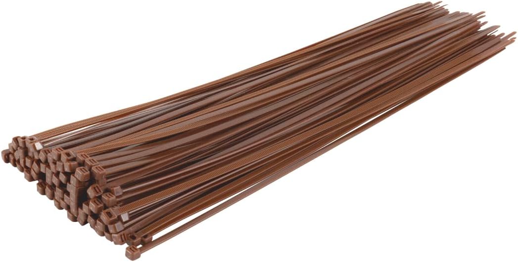 GTSE 14 Inch Brown Zip Ties, 100 Pack, 50lb Strength, UV Resistant Long Nylon Cable Ties, Self-Locking 14" Tie Wraps