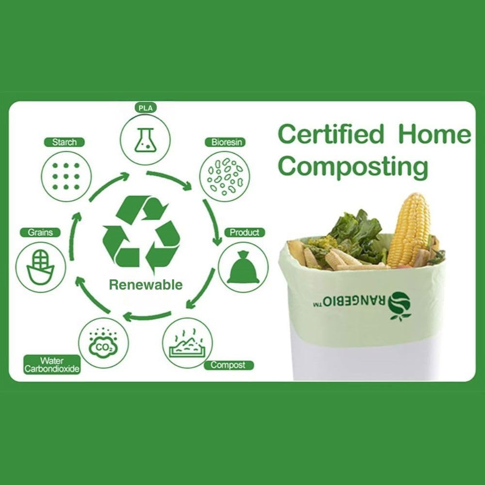 6~8 Gallon Compostable Trash Bags, 100 Count, Plant-Based Garbage Bags for Kitchen, Bathroom, Office & Food Waste – Durable, Leak-Proof, ASTM D6400 & BPI Certified