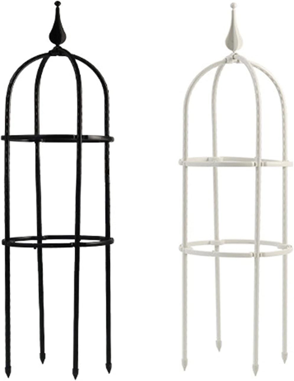 2Pcs Garden Obelisk Trellis, 23 Inch Metal Tower Obelisk Trellis Flower Support Trellis Support Metal Frame for Climbing Plants, Vines, Flowers (Black White)