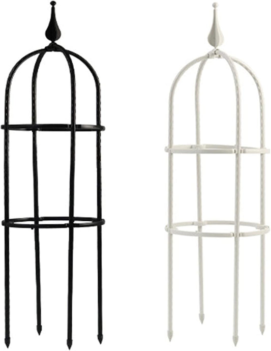 2Pcs Garden Obelisk Trellis, 23 Inch Metal Tower Obelisk Trellis Flower Support Trellis Support Metal Frame for Climbing Plants, Vines, Flowers (Black White)