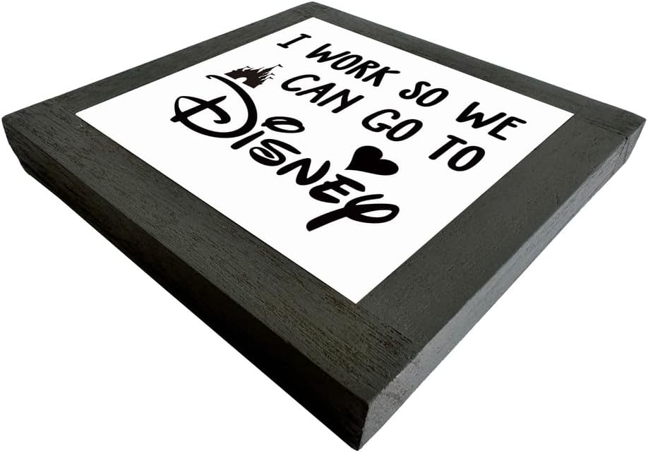 Inspirational Wood Signs, Box Wood Plaques Desk Décor, Decorative Plaques and Signs, Rustic Office Decor Art, Motivational Office Desk Decor, Farmhouse Home Decoration, I Work So We Can Go to F