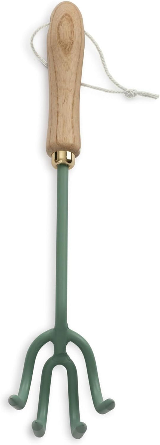 Barebones Cultivator - Weed Remover Tool - Garden Rake and Weeding Tool for Yard Work - Stainless Steel Cultivator for Raking Soil (Ash/Mint)