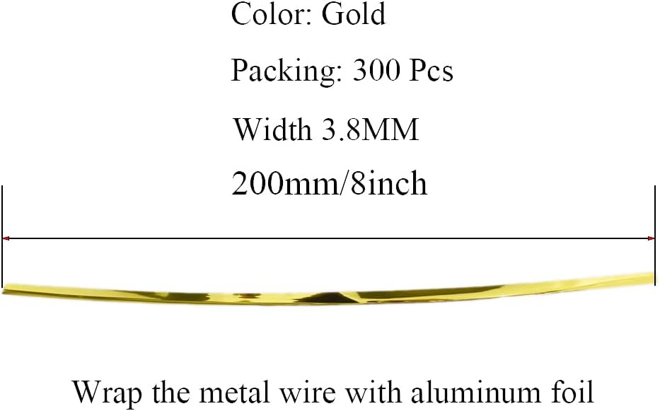 HAHIYO 300Pcs 8inches Gold Metal Twist Ties Bread Candy Coffee Bag Ties Plant Garden Twist Ties for Cellophane Treat Bags Gift Wraping Bags Plastic Bags Halloween Party Cake Present Art Crafts