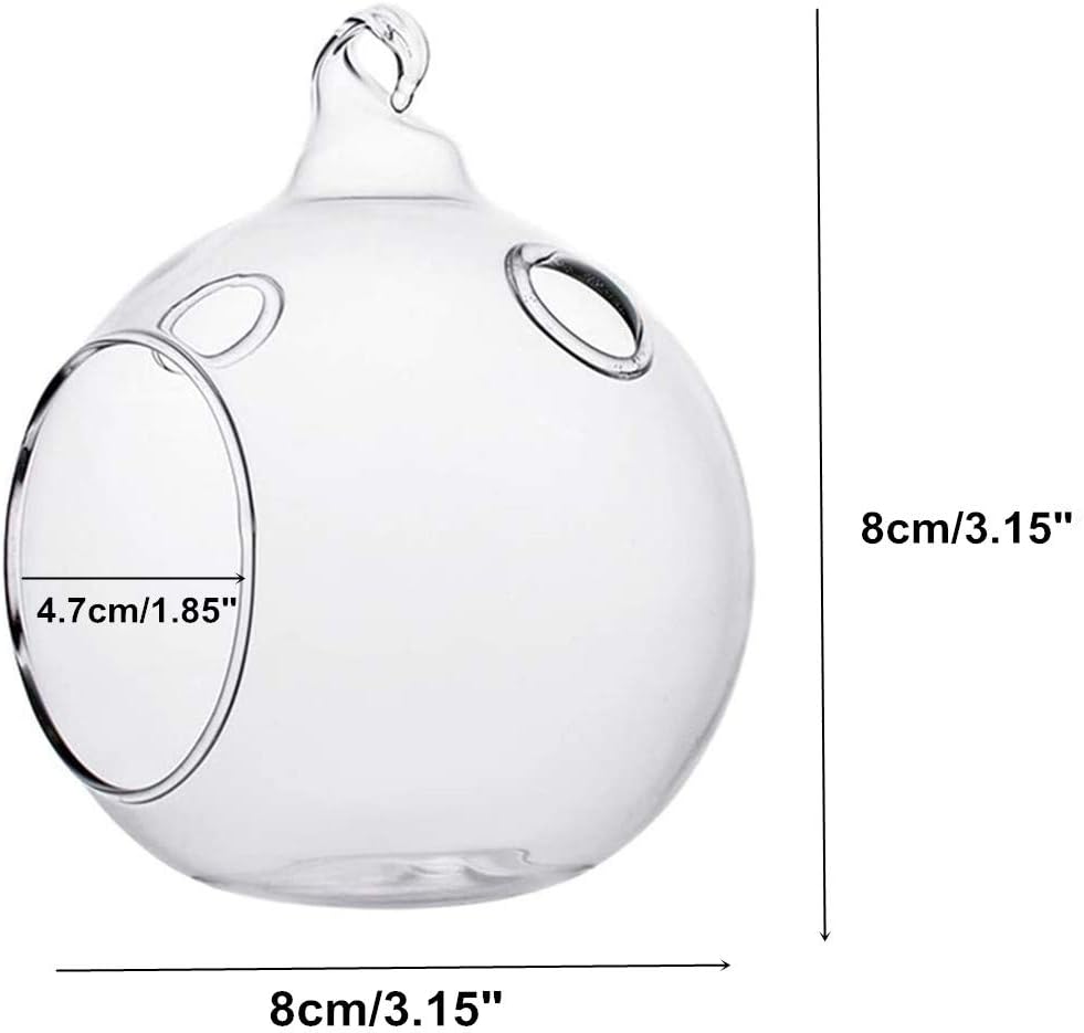 18 Pcs Clear Hanging Glass Candle Holder Decorative Hanging Chandeliers, 3.15"/8cm Led Light Candleholders Mini Home Decor Planters, Small Plant Terrarium Globes for Garden Wedding Party Decoration