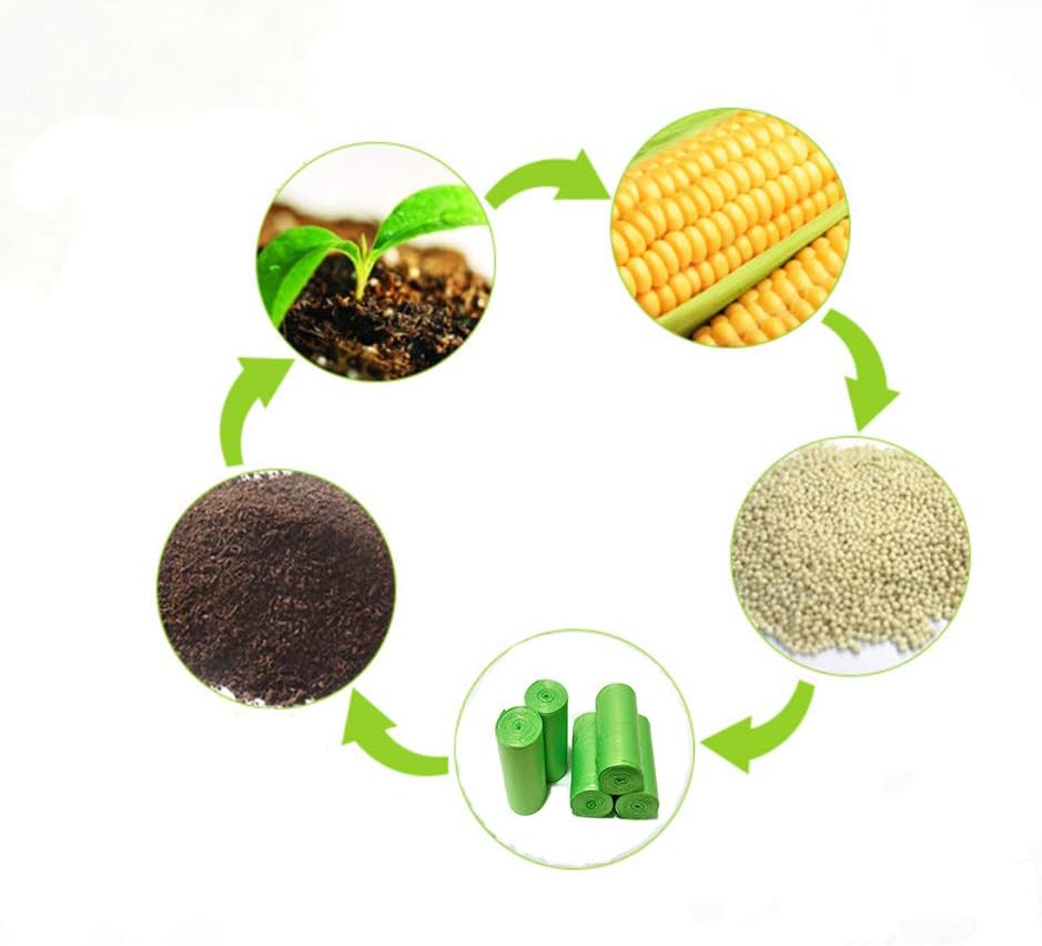 200 Counts 2.6 Gallon 10L Compost Bags, Compostable Trash Bags for Kitchen Compost Bin, Green Compostable Liner Bags for Food Scrap, Garbage Bags for Bedroom, Bathroom, Office