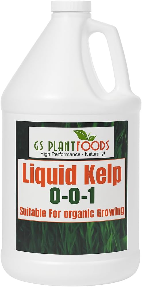 Organic Kelp Fertilizer by GS Plant Foods - Omri Listed(1 Gallon) - Liquid Kelp Concentrate for Gardens, Lawns & Soil Yields 800+ gallons
