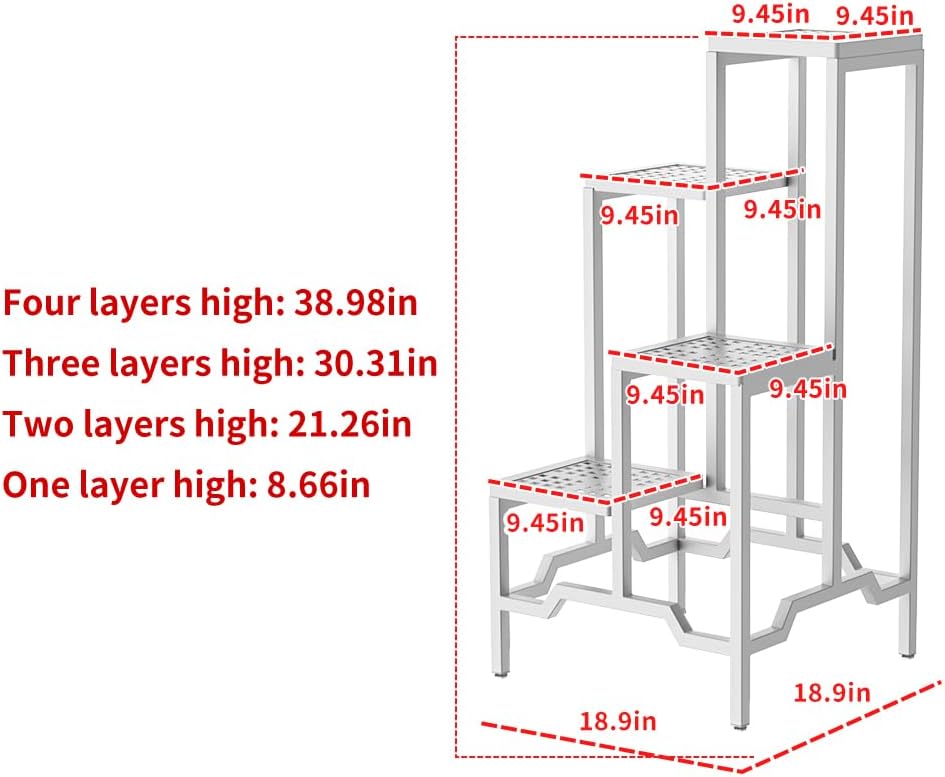 Plant Stand - Aluminum Indoor/Outdoor Flower Rack, Waterproof & Rust-Proof, Stable Support for Pots, Perfect for Living Room, Balcony, Garden, and Office (White, 4 Tier)