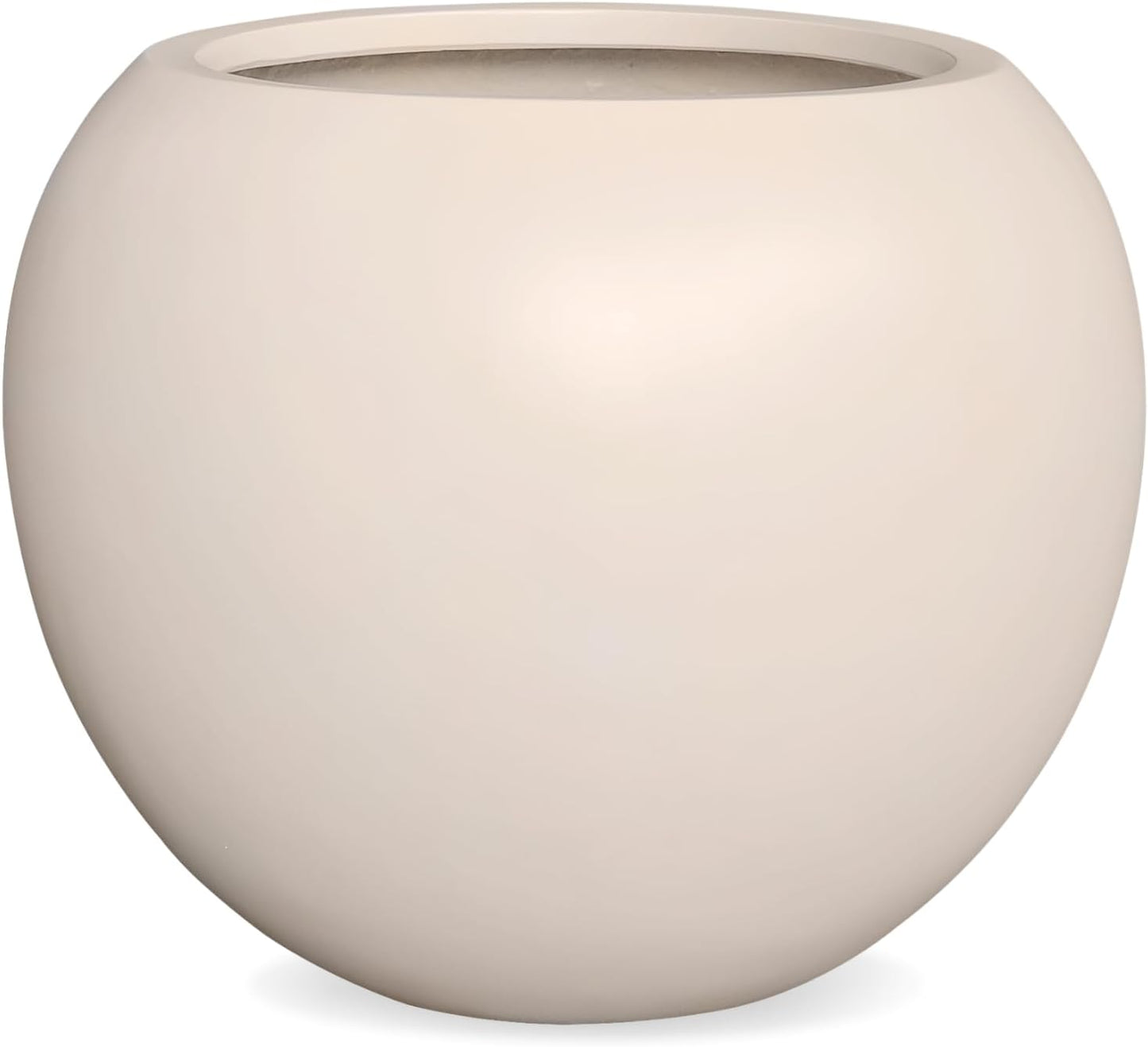 12.8" H x 16" D Globo Fiberstone Round Planter with Drainage Hole, Weather Resistant, Smooth Finish, Planters for Indoor Plants & Outdoor, 2 Extra Coco Mats (Kilim Beige, 10.7" Pot Opening)