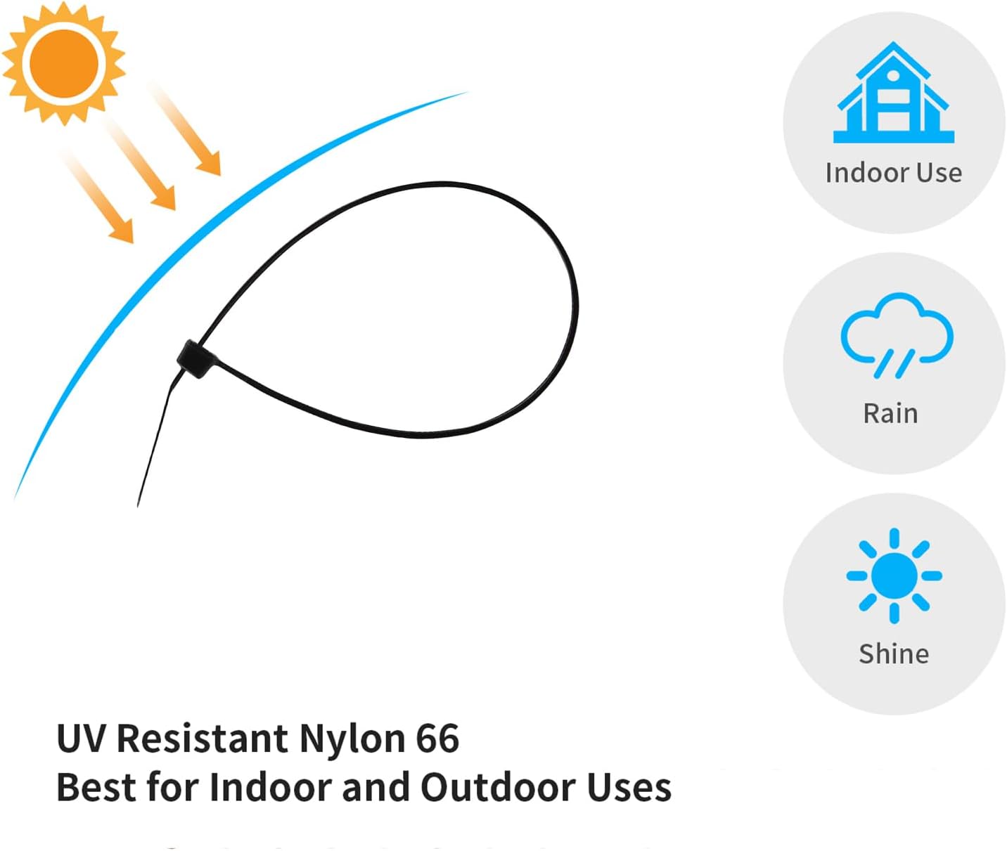 8 Inch Silver Zip Tie 1000 PCS, 40 Lbs - Small to Medium Zip Tie, Nylon PA66 UV Resistant Cable Tie Heavy Duty for Indoor and Outdoor Use - Ideal for bundling and securing objects