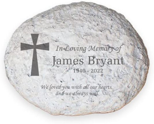 GiftsForYouNow Personalized Memorial Garden Stone for Loved One, 4.75 x 4 x 2 Inches, Resin