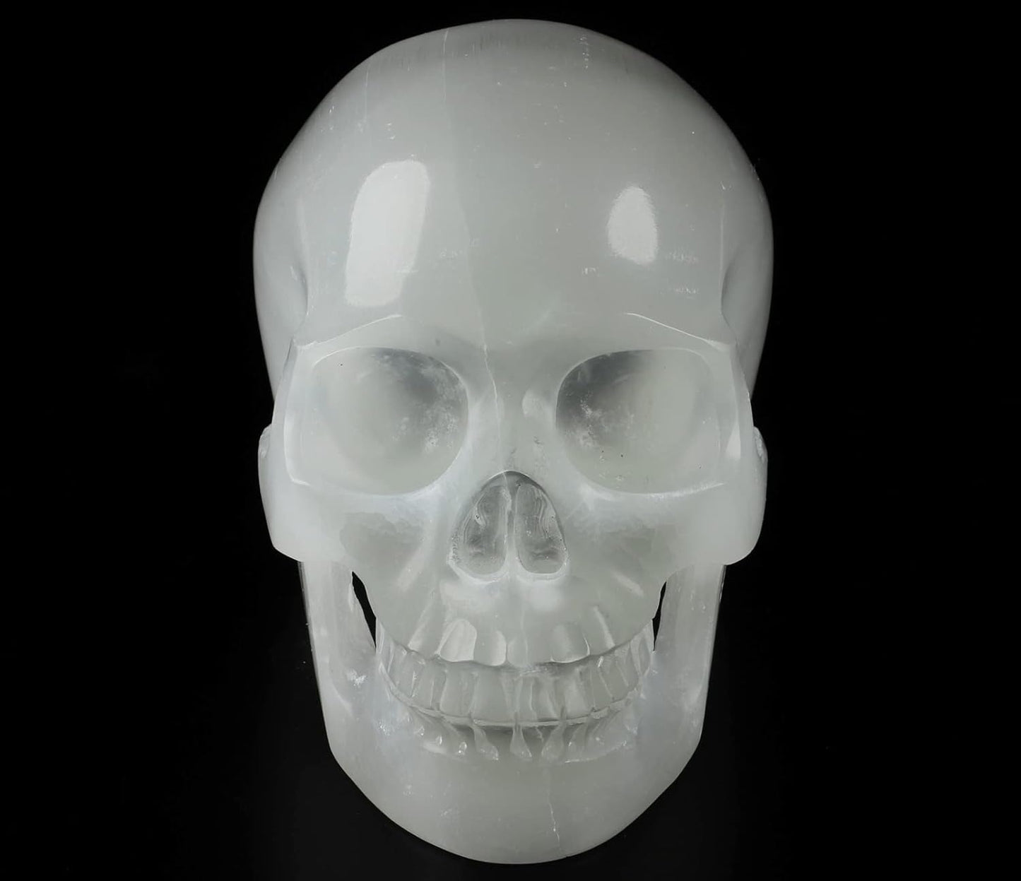 Skullis 5.0" Selenite Hand Carved Crystal Skull, Super Realistic, Crystal Healing, Hand Carved Gemstone Fine Art Sculpture, Reiki Healing Stone Statue.2021 Z8