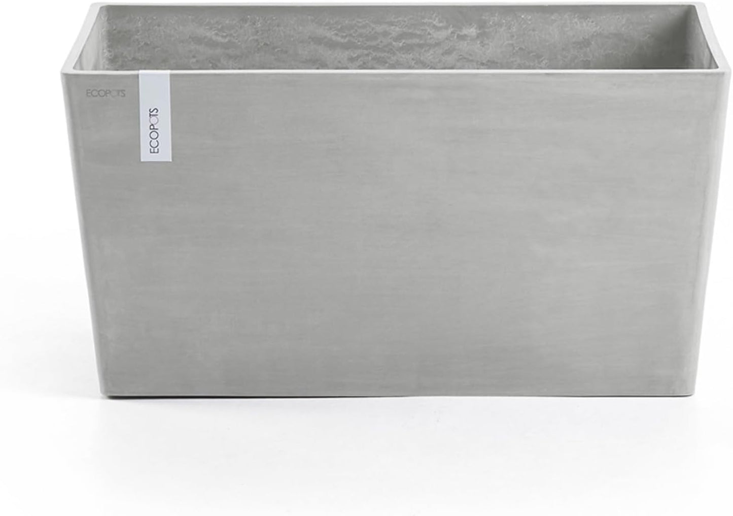Ecopots Paris Durable Modern Rectangular Indoor/Outdoor Recycled-Based Composite Flower Planter, White Grey, 31.5"