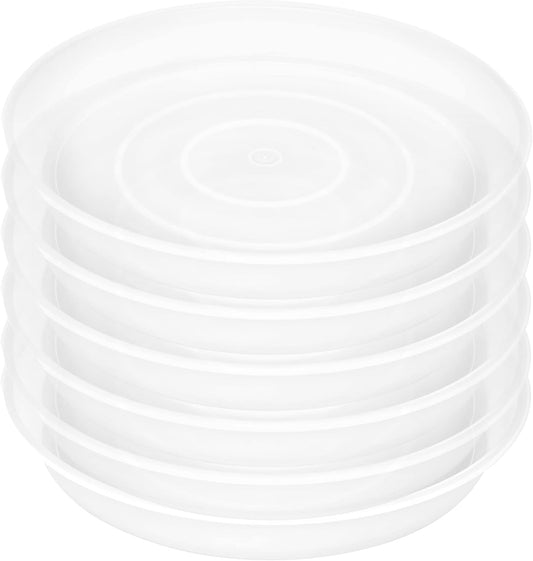 4 Pack of 14 inch Plant Saucers Bird Bath Bow Round, Plastic Plant Saucer Tray for Pots, White Planters for Indoor Plants, Plant Trays for Planter 12-15" (14", Clear)