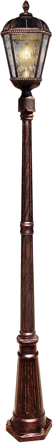 Gama Sonic Outdoor Solar Lamp Post Light, Brushed Bronze Aluminum and Rain Glass Panels, 10-Year Royal Bulb, Warm White LED with Omni-Direction Reflector, 87-inch Height, 98B101 (Upgraded)