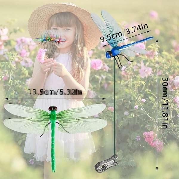 3D Fake Dragonfly Clip - Decorative Fly Repellent Clip Dragonfly Design for Home Garden Outdoor Decor & Pole Mounting