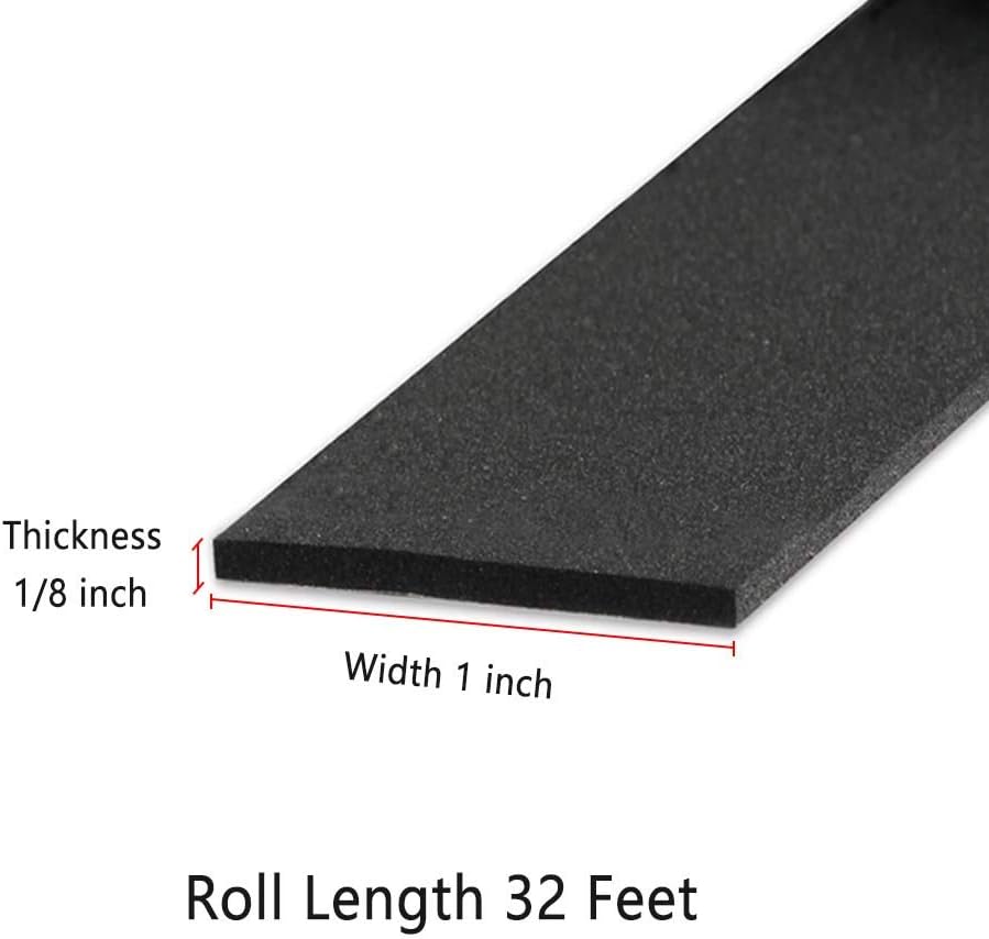Adhesive Foam Strips -1" W x 1/8" T- Neoprene Weather Stripping High Density Foam Tape Seal for Doors and Windows Insulation