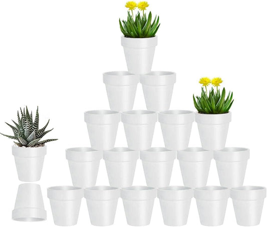 vensovo 3 Inch White Terra Cotta & Terracotta Pots with Drainage - 20 Pack Clay Flowerpots, Succulent Nursery Planter Great for Plants, Crafts, Wedding Favor