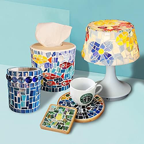 1.1lb Irregular Crystal Mosaic Tiles,Small Mosaic Tile DIY Hobbies Children Handmade Crystal Craft for Crafts Bulk DIY Picture Frames Handmade Jewelry Coaster (Purple Series)