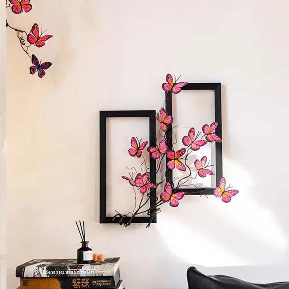 Artificial Butterfly Branche, Simulation Branch Stems with Fake Butterfly Floral Arrangement for Vase Filling Home Office Party Decoration (red)