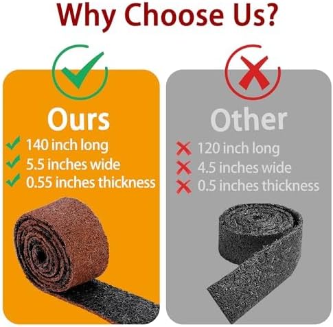 Adnee 140'' x 5.5" Double Sided Rubber Mulch Roll,2 Colors in 1 Recycled Rubber Mulch Walkway,Permanent Garden Edging Barrier Mat for Landscaping,Plants,Vegetables and Flowers