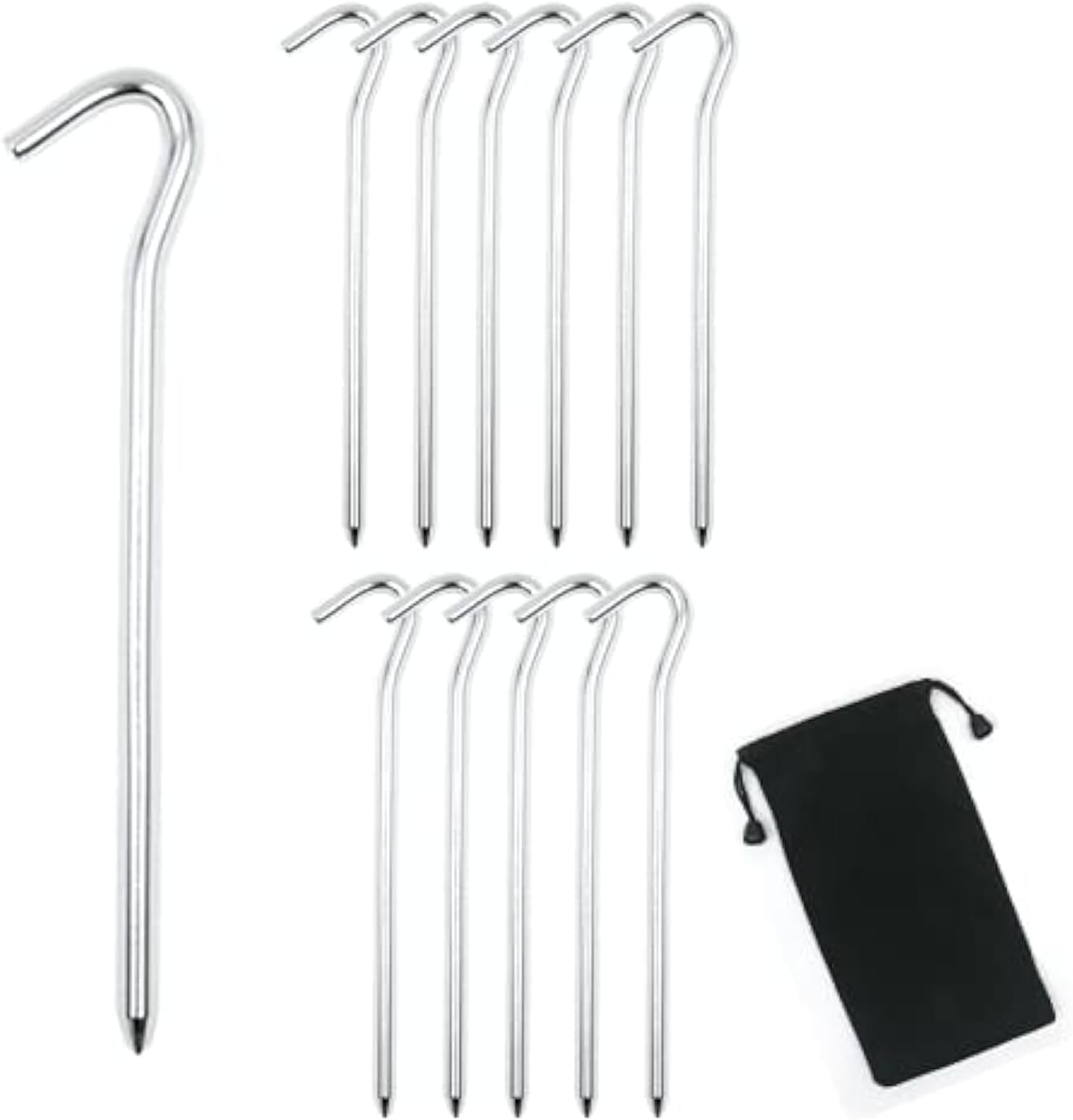 12Pcs Aluminium Tent Stakes for Sand,Beach Camping-7 Inch Long Metal Inflexible Steel Ground Stakes Tent for Outdoor Trip Hiking Gardening (Silver 12Pack)