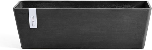 Ecopots Bruges Durable Modern Rectangular Indoor/Outdoor Recycled-Based Composite Flower Pot Planter, Dark Grey, 17.75"