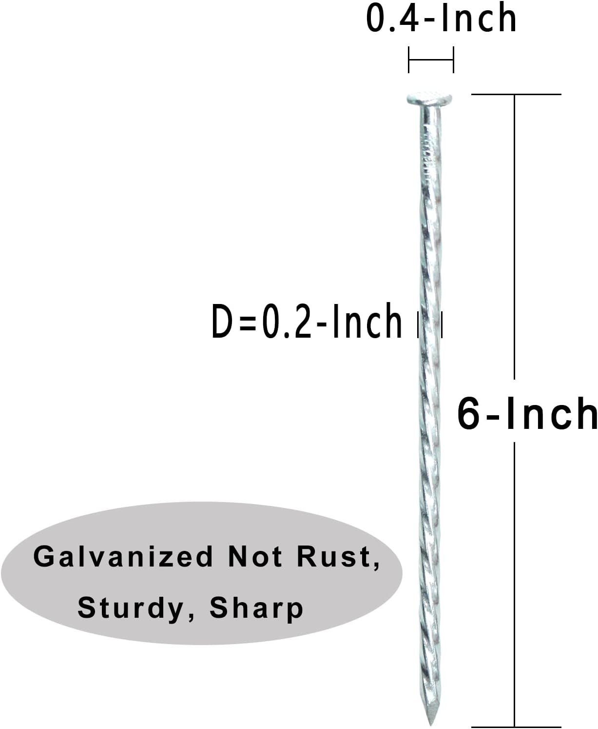 6-Inch Landscape Stakes Spiral Galvanized Landscape Spikes for Weed Barrier, Carpentry, Tent (150)