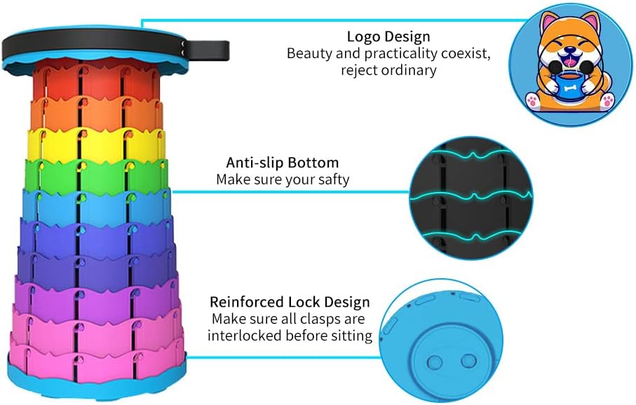 Alevmoom Folding Stool, Adjustable, Portable, Lightweight, Safety and Stability, Multi-Application