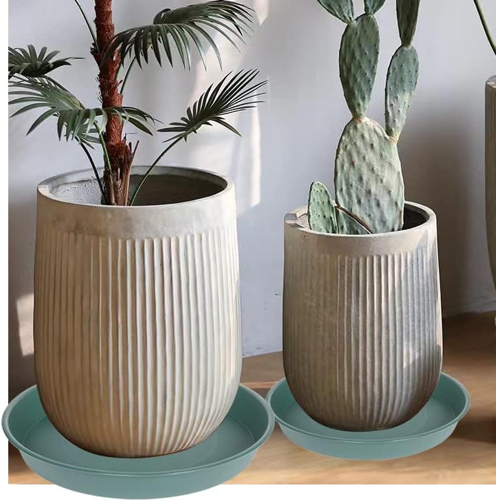 2 Pack of 16 17 inch Plant Saucer (15 inch Base), 2.3" Depth, Plant Trays for Pots, Plastic Plant Saucers for Indoors, Bird Bath Bowls, Flower Pot Drip Trays for Planter (17", Green)