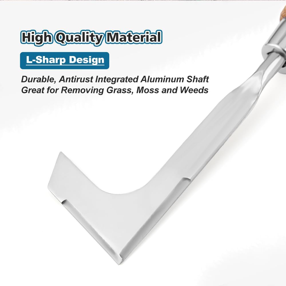 Berry&Bird Crack Weeder, Crevice Weeding Tool, 11.2" Stainless Steel Manual Weeder, L-Shaped Side-Walk Puller Spatula, Grass Cutter Knife, Weeding Sickle for Garden Lawn Yard Patio Terrace Paving Moss