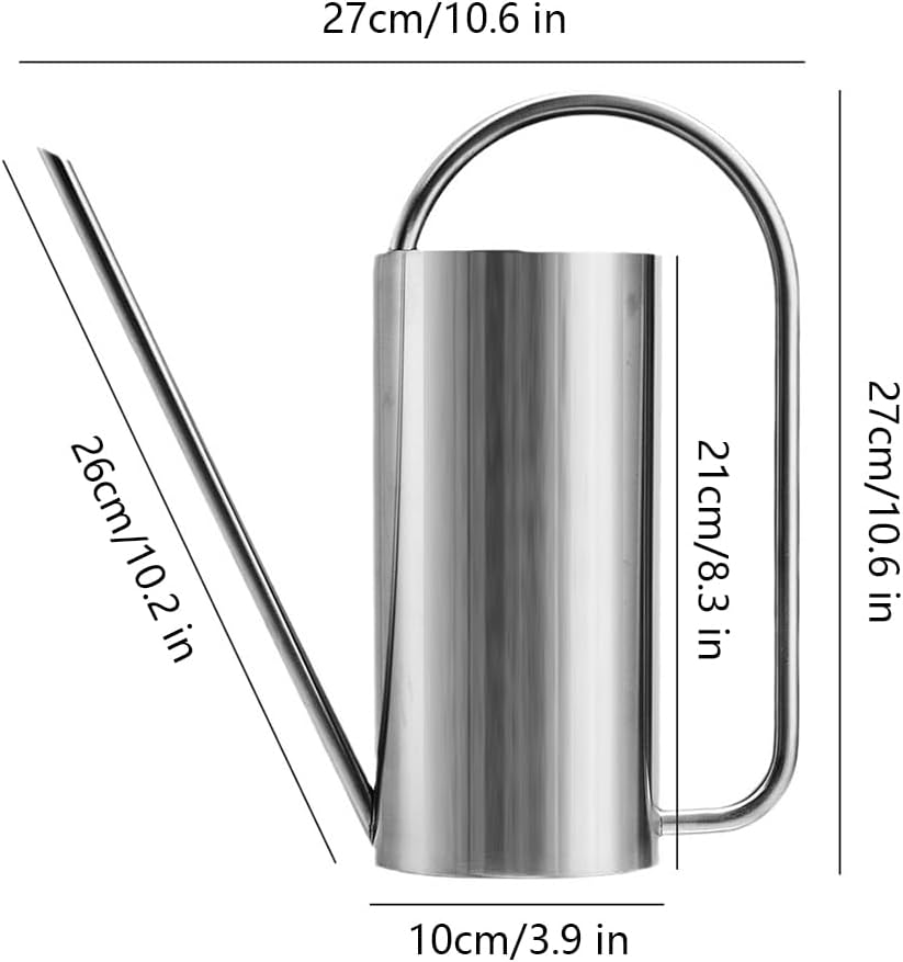 Watering Can for Indoor Plants, 50 oz/1.5L Stainless Steel Watering Can Pot with Long Spout, Garden Watering Cans with Comfortable Handle for Indoor House Plants Bonsai Flower Decorative