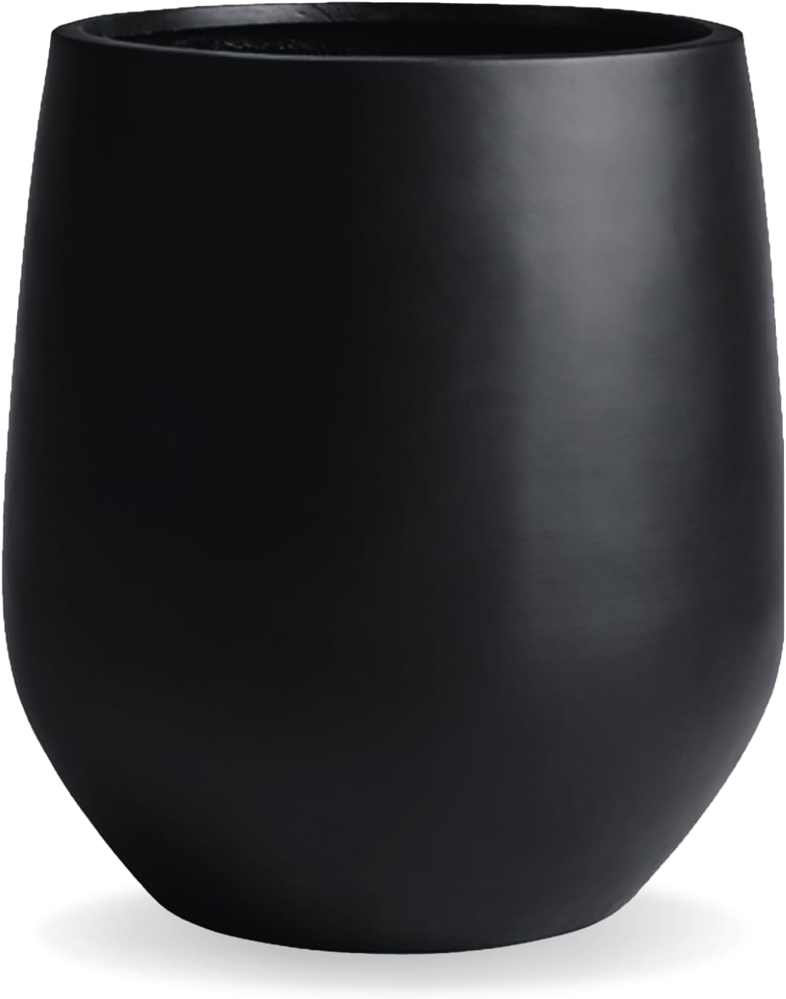 16.5" H x 15" D Corso Fiberstone Round Tapered Planter with Drainage Hole, Smooth Finishes, Weather Resistant for Indoor & Outdoor Use, Included 2 Extra Coco Mats (Black, 11.5" Pot Opening)