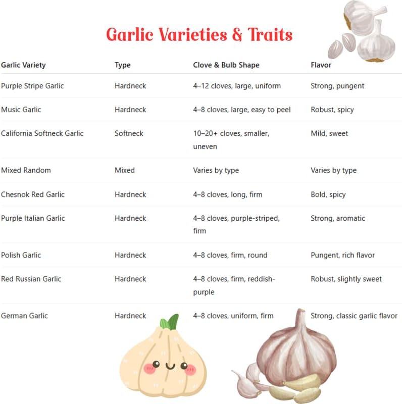 1 Pound Garlic for Planting in Fall Hardneck, 8 Music Garlic Bulbs for Planting, Fresh and High Yield Bulb Variety Pack, Hardy and Fast Growing
