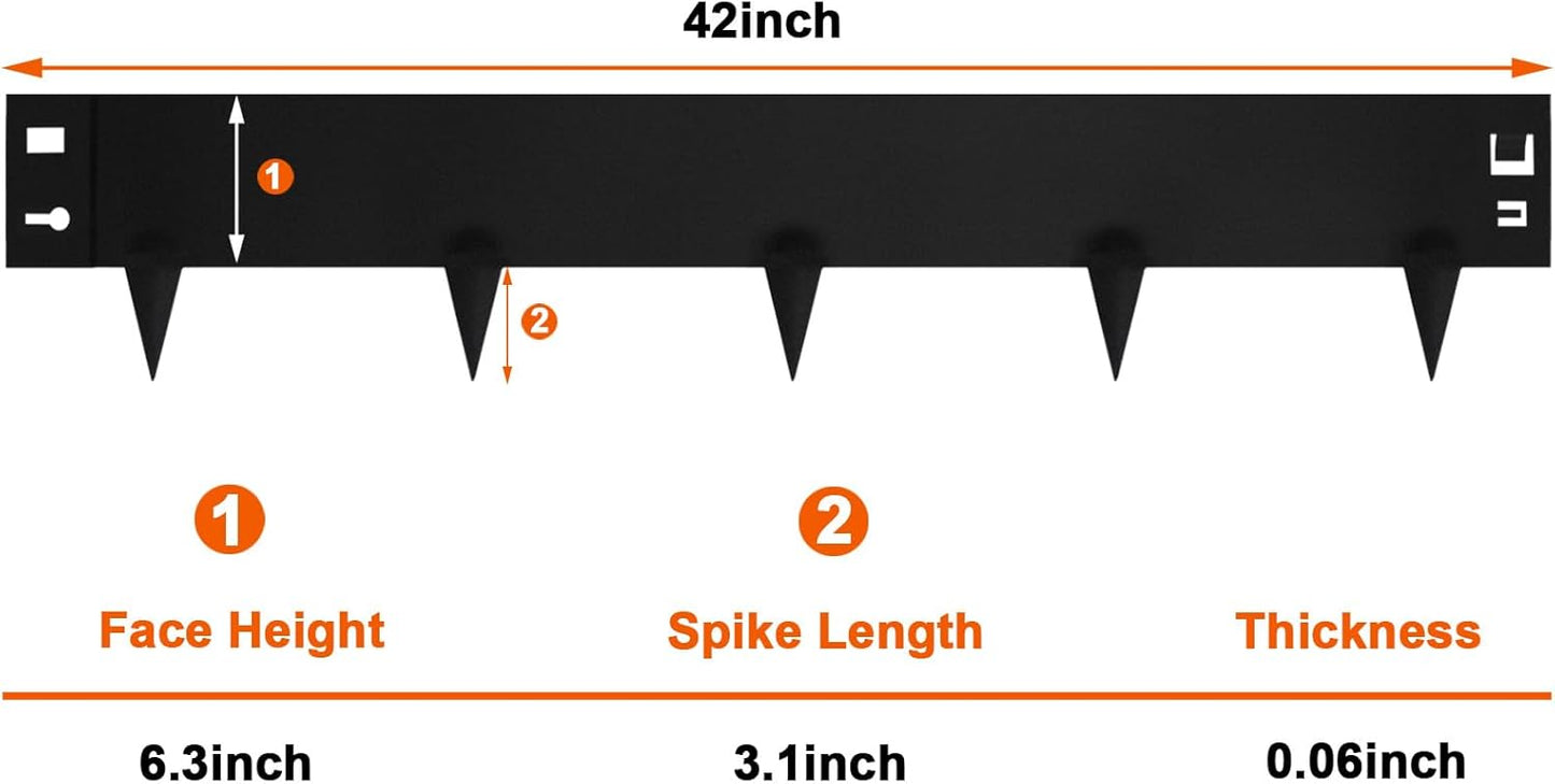 9.4 Inch Metal Landscape Edging, 6 Pack Heavy Duty Galvanized Steel Garden Edging,42 Inch Garden Edging Border for Lawn, Pathway, Yard