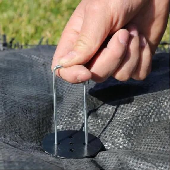 AAGUT 50 Pack Landscape Staples with Gasket Washer Caps, 6 Inch Vapor Barrier Stakes, Metal Garden Stakes Landscape Fabric Staples for Gardening Landscaping, Sod Fence Yard Lawn Ground Weed Mat Pins