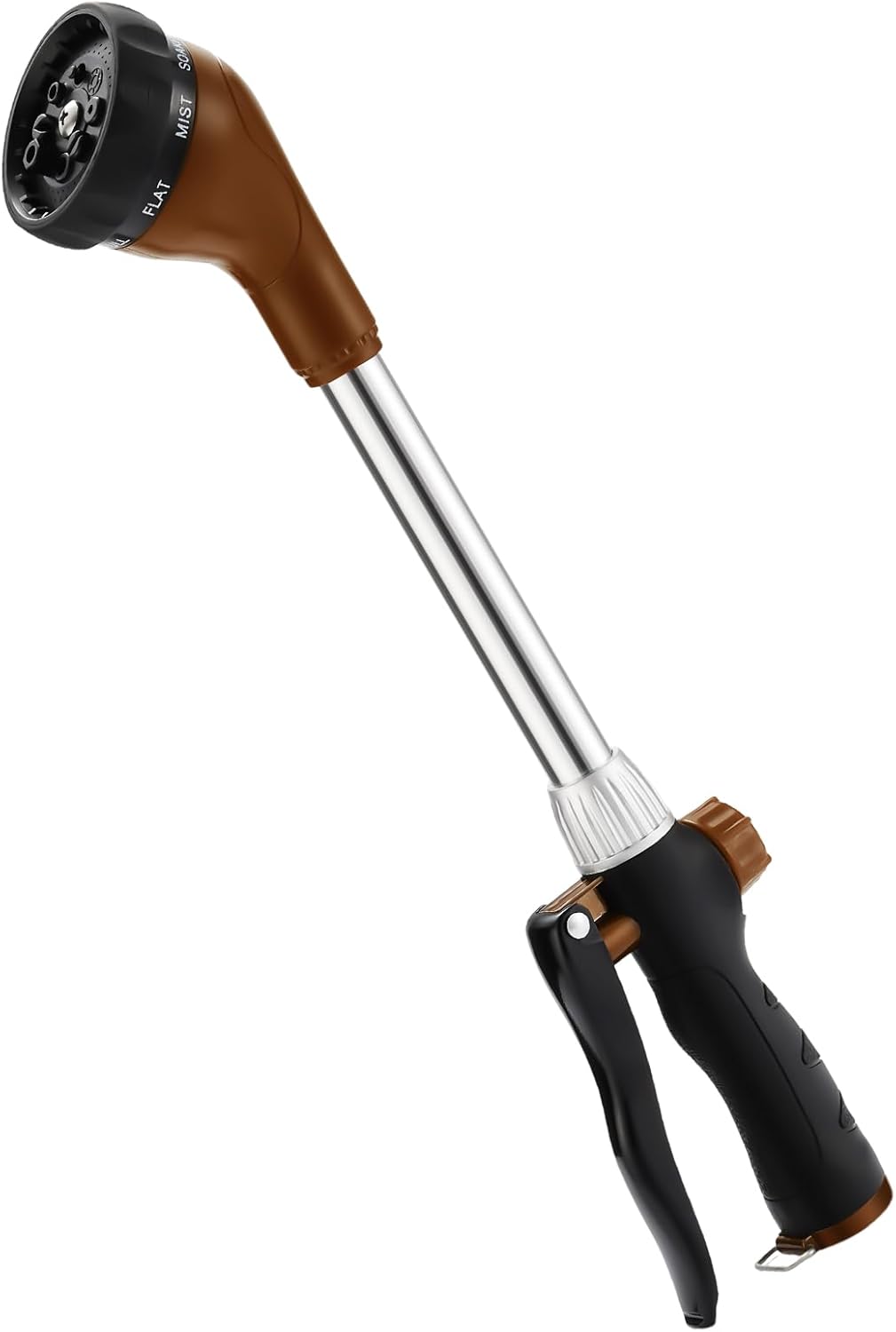 GREEN MOUNT Watering Wand, Heavy Duty Garden Hose Wand with 8 Spray Patterns, 16-Inch Hose Sprayer Nozzle with Flow Control, Ideal for Lawn and Garden Use, Bronze