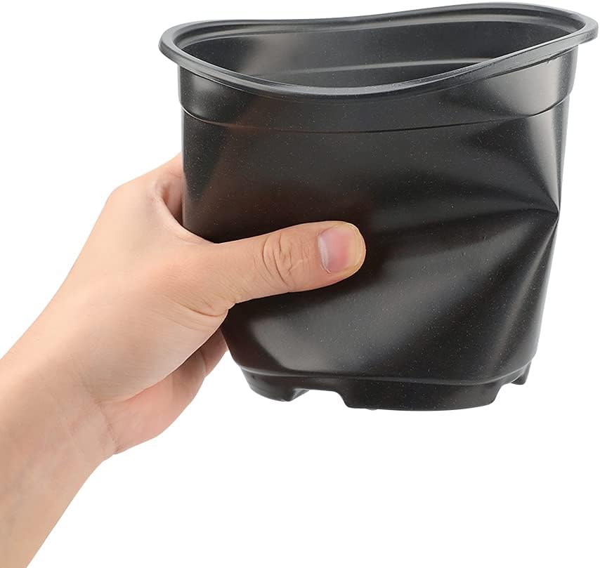 KINGLAKE 50 Pcs 6" Plastic Plants Nursery Seedlings Pots Flower Plant Container Seed Starting Pots Matte Black
